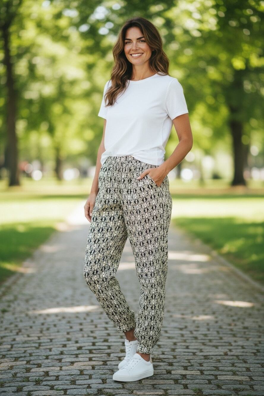 Lily White Lightweight Joggers. Size Medium.